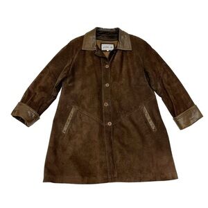 LAURENCE Roy Suede Leather coat brown Size M oversized fit vintage